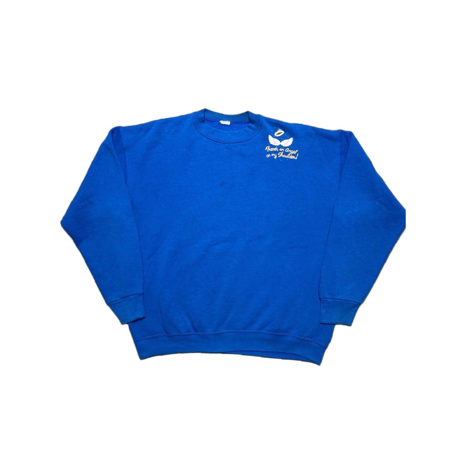 Vintage VINTAGE 90s Angel Crewneck Sweatshirt - Blue, XL, Mens, Pullover, Regular Size, Adults, There’s an Angel on My Shoulder, Cute, Sweatshirt Size US XL / EU 56 / 4 - 1 Thumbnail