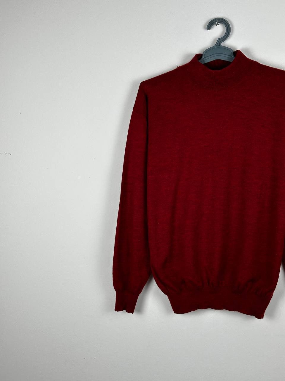 Fedeli FEDELI 100% Wool Red Mock Neck Sweater Size US M / EU 48-50 / 2 - 2 Thumbnail
