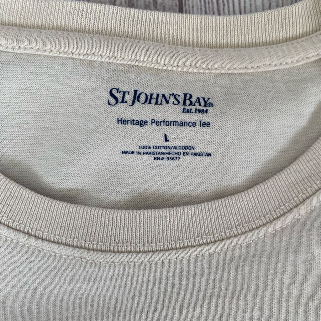 St. Johns Bay St John Bay men L heritage cotton blend short sleeve Crewnec Size US L / EU 52-54 / 3 - 5 Thumbnail