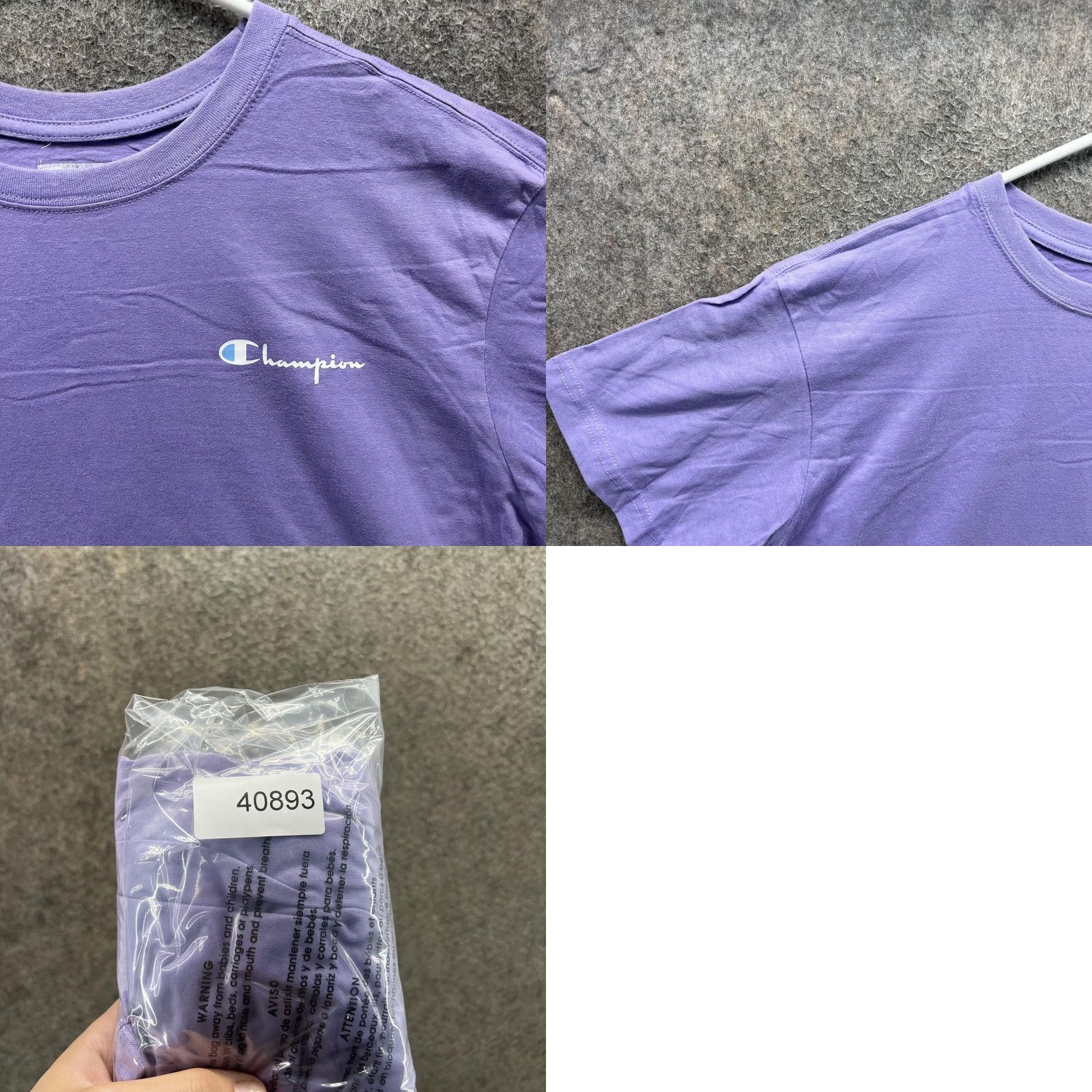 Champion Champion Shirt Womens Large Purple Logo Cropped Crew Neck Short Sleeve Tee Top Size L / US 10 / IT 46 - 8 Thumbnail