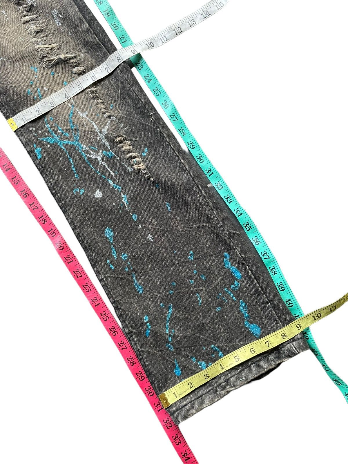 Japanese Brand K.U.I Flare Distresed Paint Denim Size US 34 / EU 50 - 18 Thumbnail