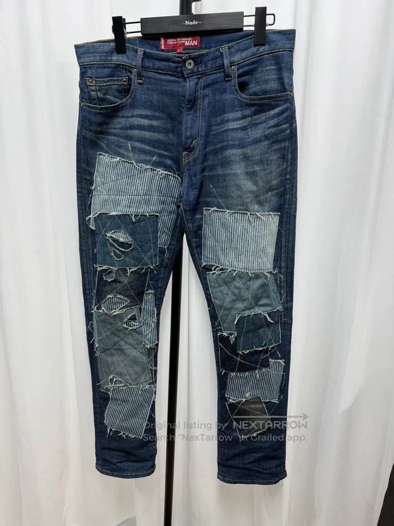 Junya Watanabe Junya Watanabe size L Ruin Denim Pants with Patchwork Dest Size US 27 - 1 Thumbnail