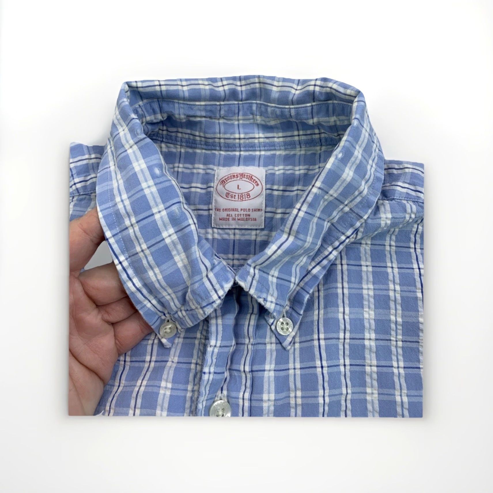 Brooks Brothers Brooks Brothers The Original Polo Shirt Cotton Plaid Blue Shirt Mens L Size US L / EU 52-54 / 3 - 3 Thumbnail