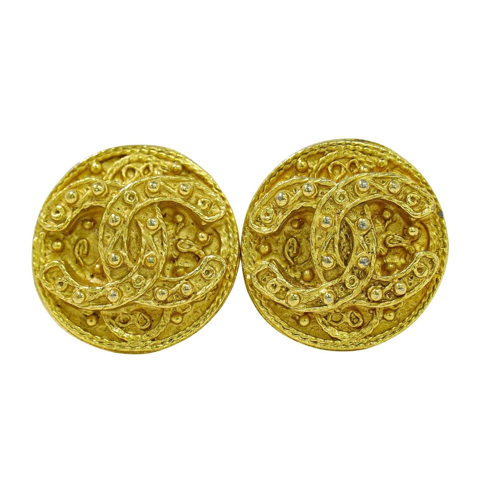 Chanel Chanel Vintage CC Round Clip-On Earrings Metal Size ONE SIZE - 1 Thumbnail