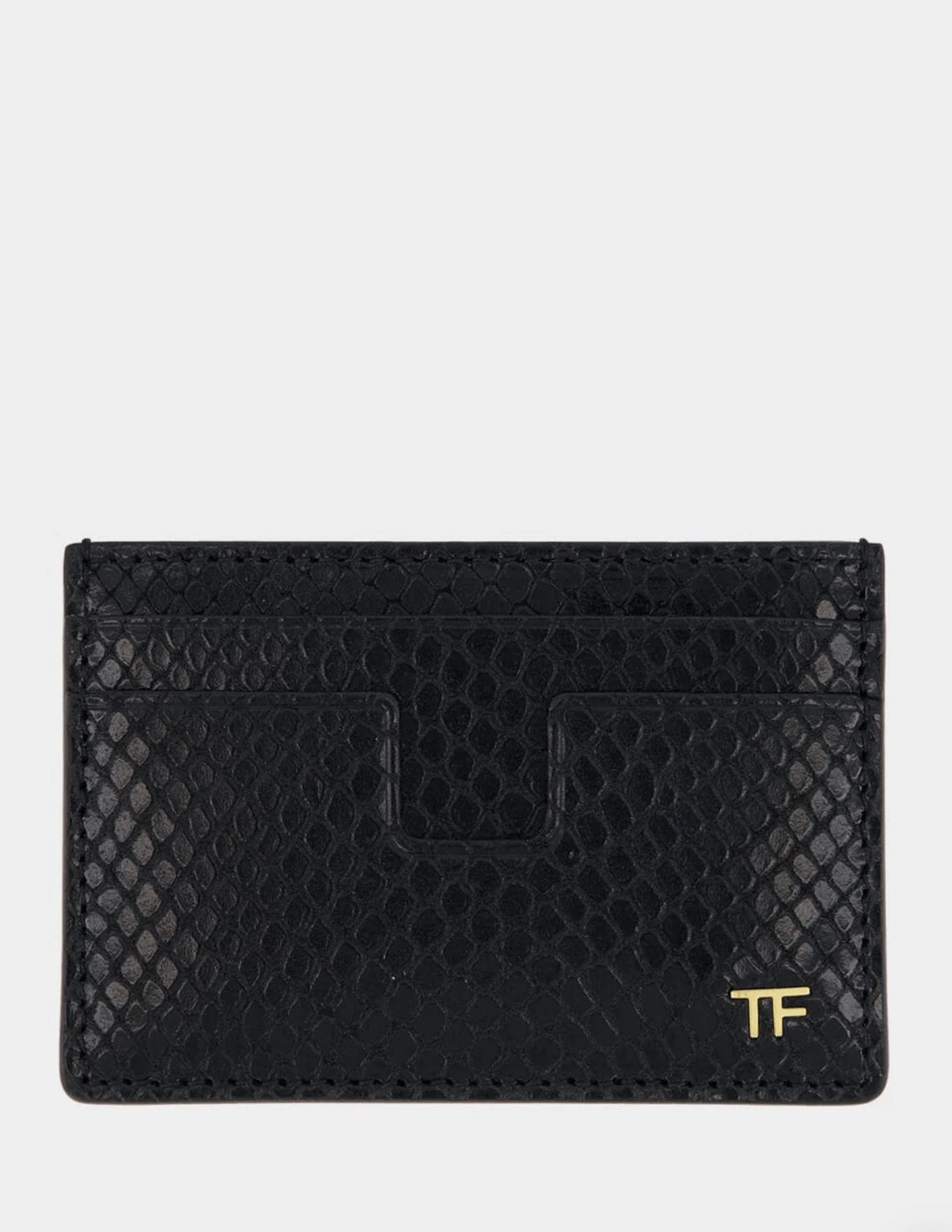 Tom Ford Black Card Holder In Printed Python Leather Size ONE SIZE - 1 Thumbnail