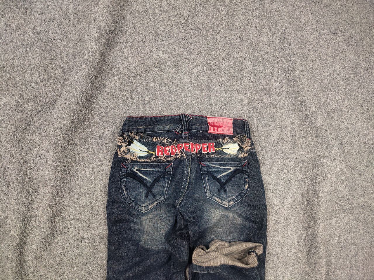 If Six Was Nine Red Pepper Japan Low Vintage Y2K embroidered Denim Jeans Size 27" / US 4 / IT 40 - 1 Thumbnail