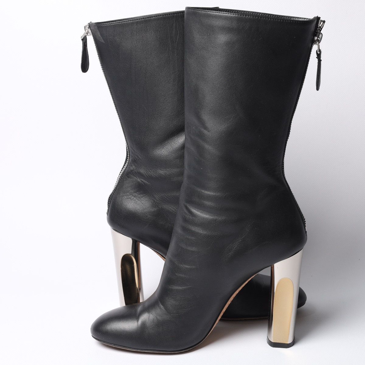 Alexander McQueen Alexander McQueen Black Mid-Calf Leather Boots Shoes Size US 7.5 / IT 37.5 - 3 Thumbnail