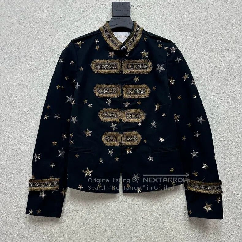 Valentino Valentino Court-style gold silk full of star jacket Size M / US 6-8 / IT 42-44 - 1 Thumbnail