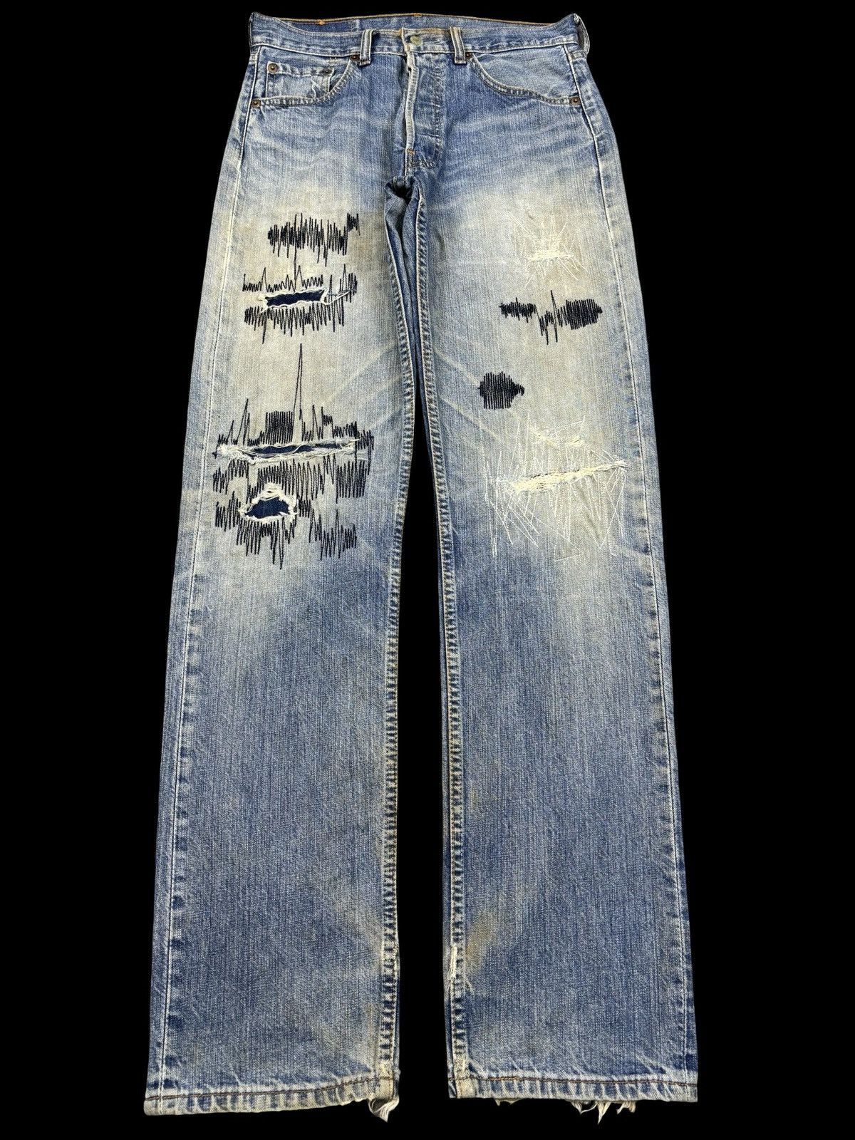 Levi's 💥Thrashed💥Vintage Levis 501 Crazy Rework Denim F823 Size US 28 / EU 44 - 1 Thumbnail