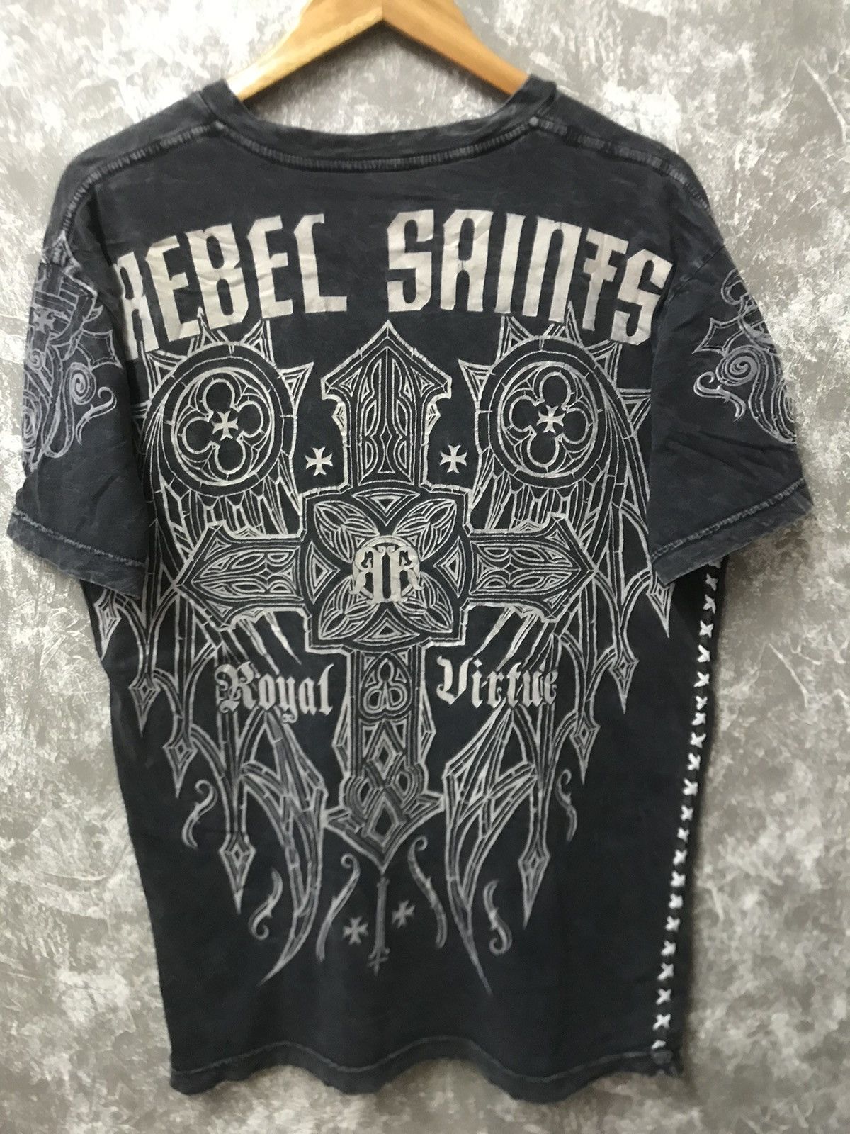 Southpole Rebel Saints Affliction Cross Y2K Graphic Tee | Grailed