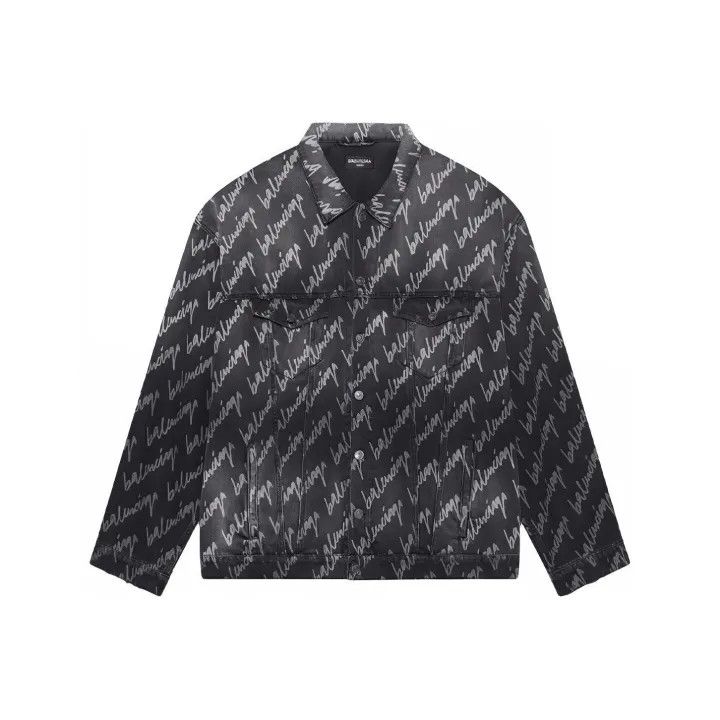 Balenciaga Balenciaga Allover Logo Long Sleeve Denim Jacket 0079 Size US L / EU 52-54 / 3 - 1 Thumbnail