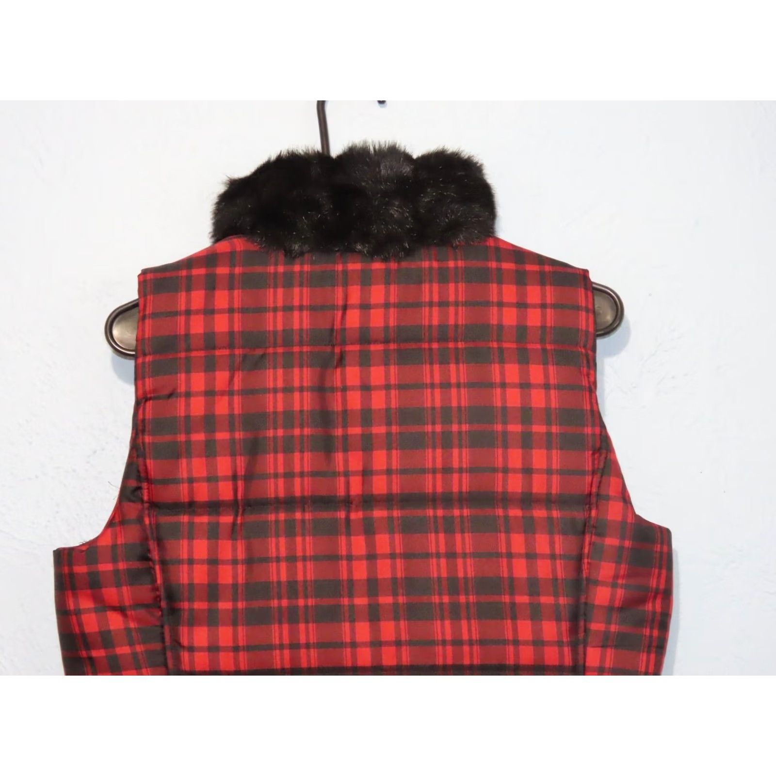 Chaps Chaps Women's M Puffer Vest Red Black Plaid Full Zip Faux Fur Collar Pockets Vest Size M / US 6-8 / IT 42-44 - 7 Thumbnail
