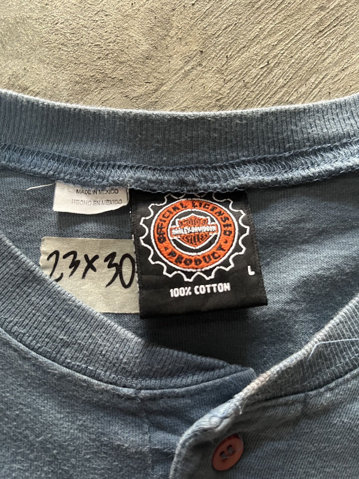 Harley Davidson Harley-Davidson Vintage Henley Blue Home Of the Brave 90s Size US L / EU 52-54 / 3 - 3 Thumbnail