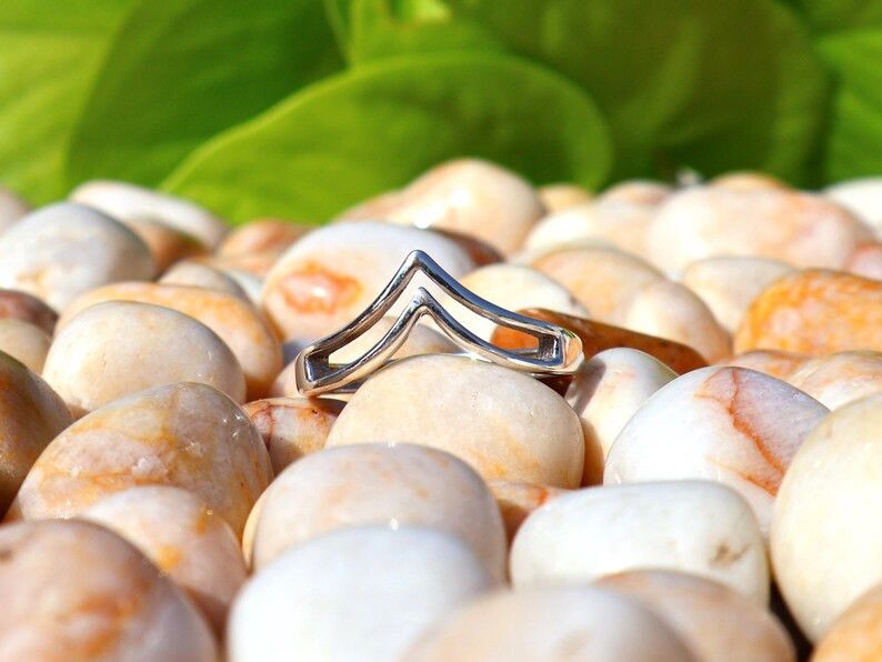 Handmade Handmade Chevron Ring, 925 Silver Ring, Unisex Gift For Her Size ONE SIZE - 2 Thumbnail