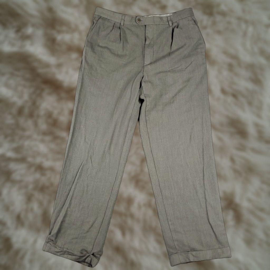 Zanella Zanella Gray Wool Dress Pants 34x30 Pleated Regular Fit Mens Size US 34 / EU 50 - 1 Thumbnail