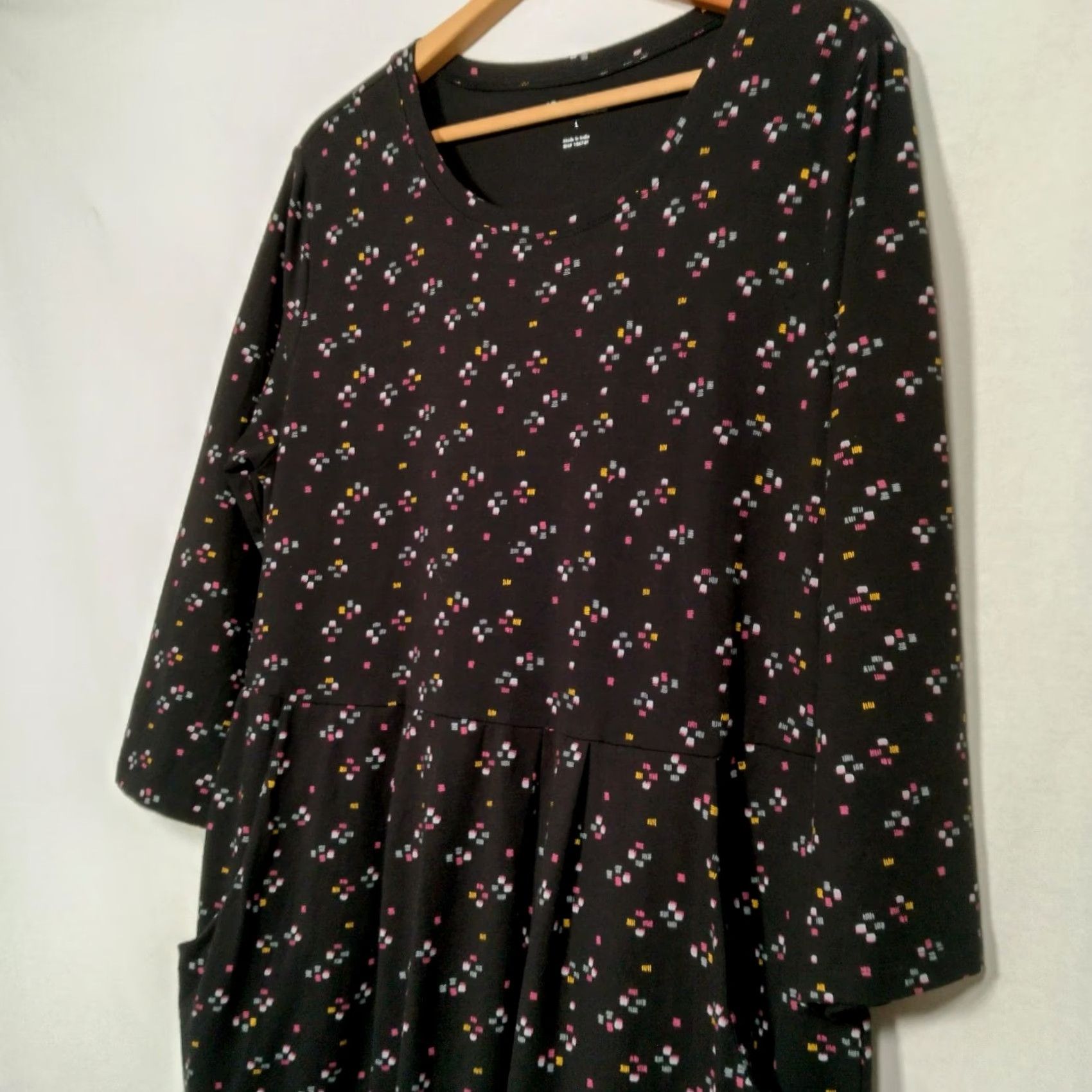 Vintage NorthStyle Shirt Dress L Women Navy Blue Purple Splash Long Sleeve Knit Midi Comfortable Abstract Pattern Dress Length Midi Nylon Spandex Cotton Modal Size L / US 10 / IT 46 - 5 Thumbnail