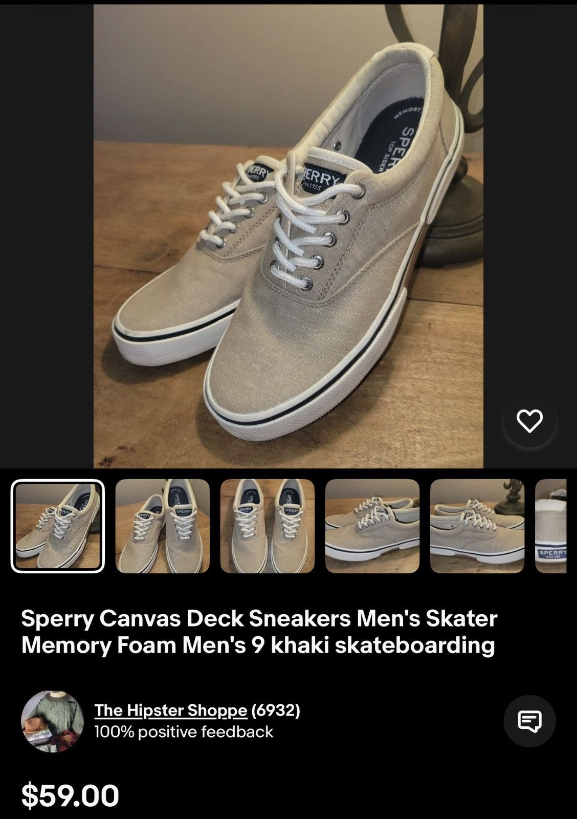 Sperry Sperry khaki canvas skateboarding shoes Size US 10 / EU 43 - 1 Thumbnail