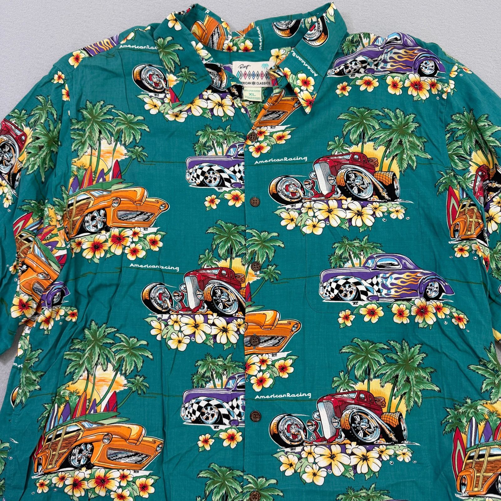 Reyn Spooner Vintage Reyn Spooner American Racing Shirt XL Green Size US XL / EU 56 / 4 - 2 Thumbnail