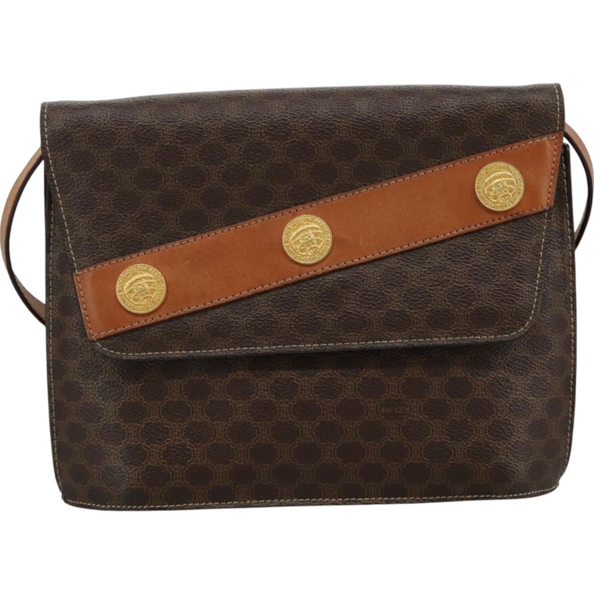 Celine CELINE Macadam Canvas Shoulder Bag Pvc Leather Gold Brown Size ONE SIZE - 13 Thumbnail