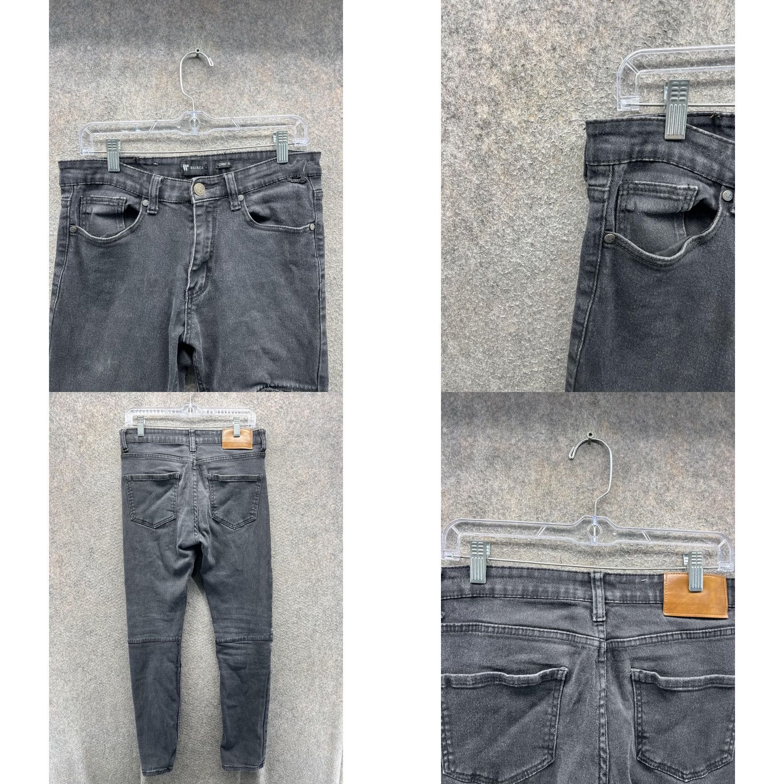 Denime Waimea Jeans Mens Slim Skinny Gray Denim Distressed - 32 Inch Size US 32 / EU 48 - 8 Thumbnail