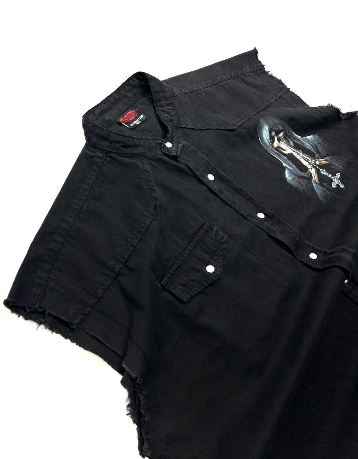 Band Tees Vintage Spiral Black Denim Vest Death Graphic Skull XXL Y2K Size US XXL / EU 58 / 5 - 5 Thumbnail