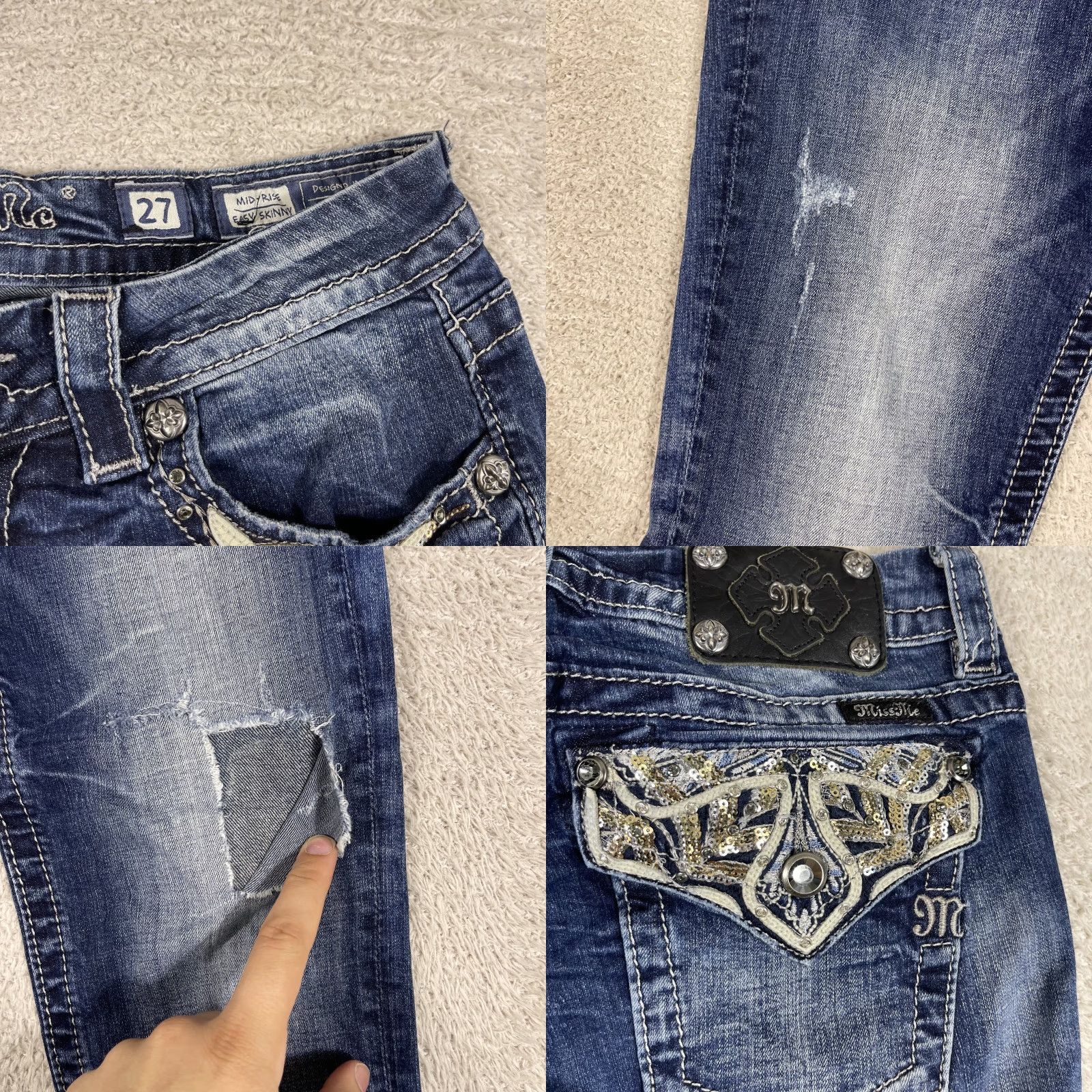 Vintage Judy Blue Mid Rise Easy Skinny Jeans Womens 27x33 Blue Grunge Y2K Faded Stretch Grunge Jeans Size 27" / US 4 / IT 40 - 10 Thumbnail