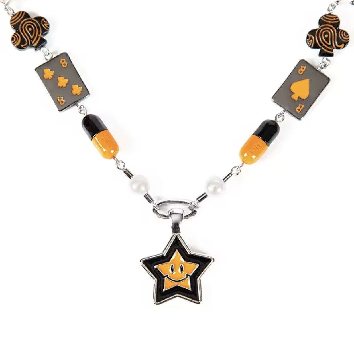 Vintage Orange Card Five-Pointed Star Smiling Lucky Pendant Size ONE SIZE - 4 Thumbnail