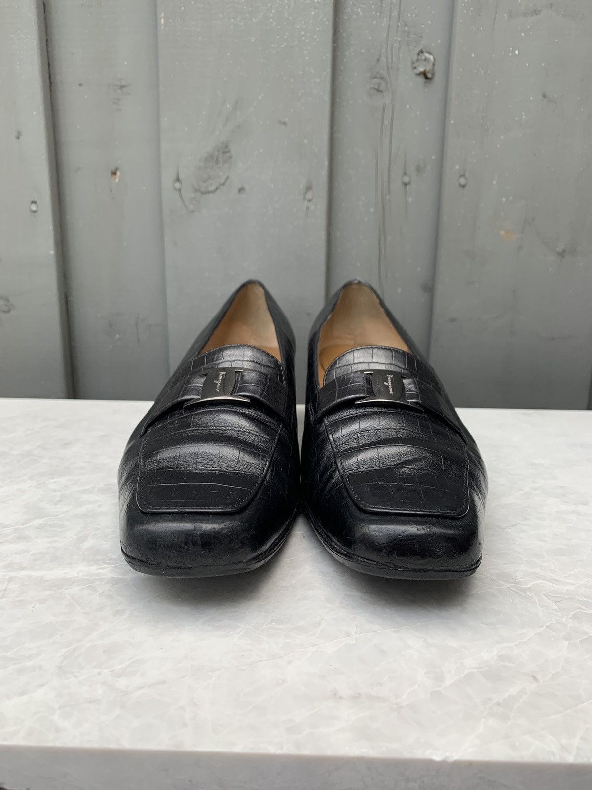 Salvatore Ferragamo × Vintage Vintage Salvatore Ferragamo Boutique Croc Leather Square Toe Size US 6.5 / IT 36.5 - 5 Thumbnail