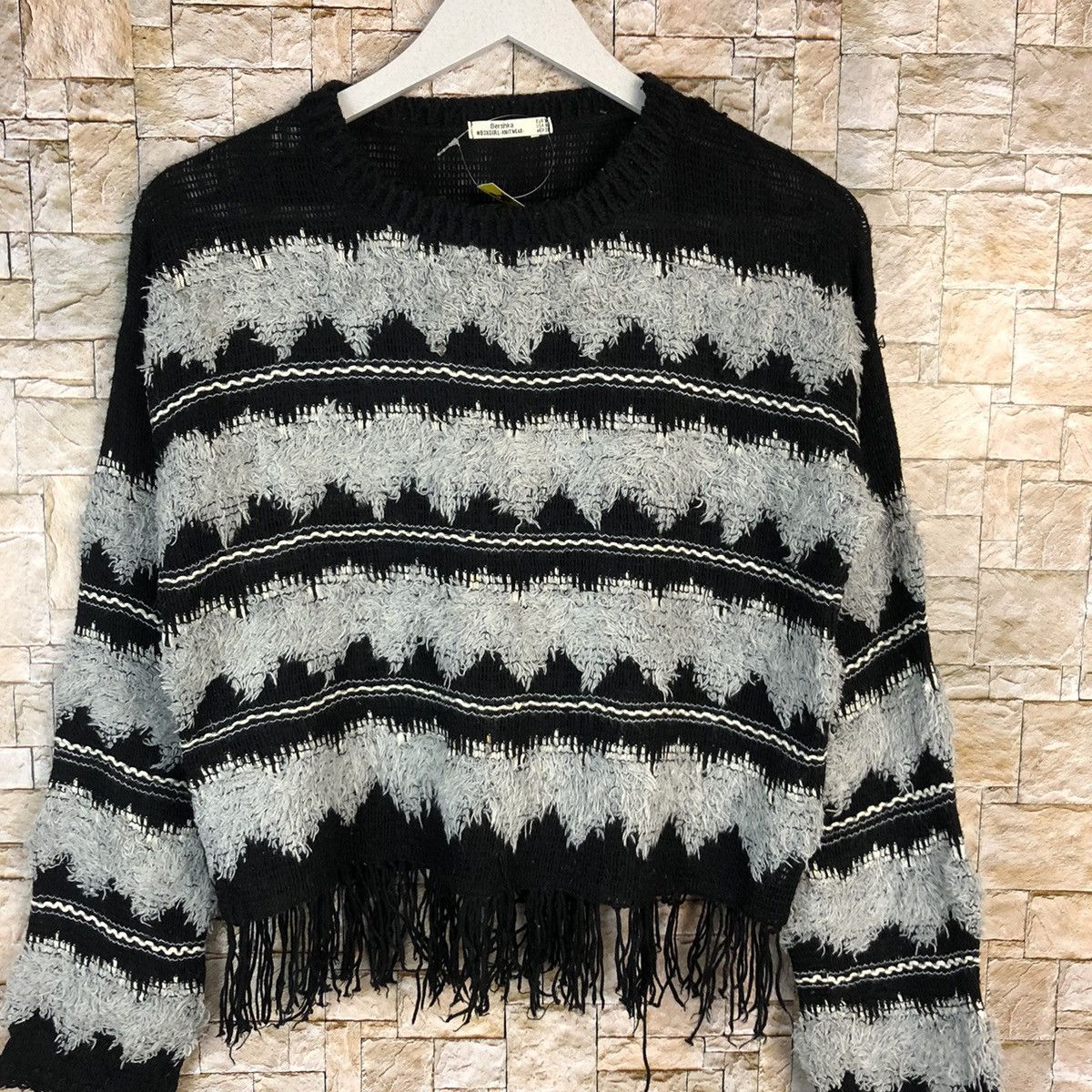 Homespun Knitwear × Japanese Brand × Vintage Bershka mohair fur vintage Black Knitwear #A1058 Size M / US 6-8 / IT 42-44 - 3 Thumbnail