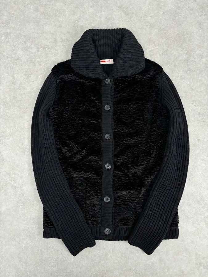Prada AW2011 Prada Black Officer Wool Textured Knit Cardigan Sweater Size M / US 6-8 / IT 42-44 - 1 Thumbnail