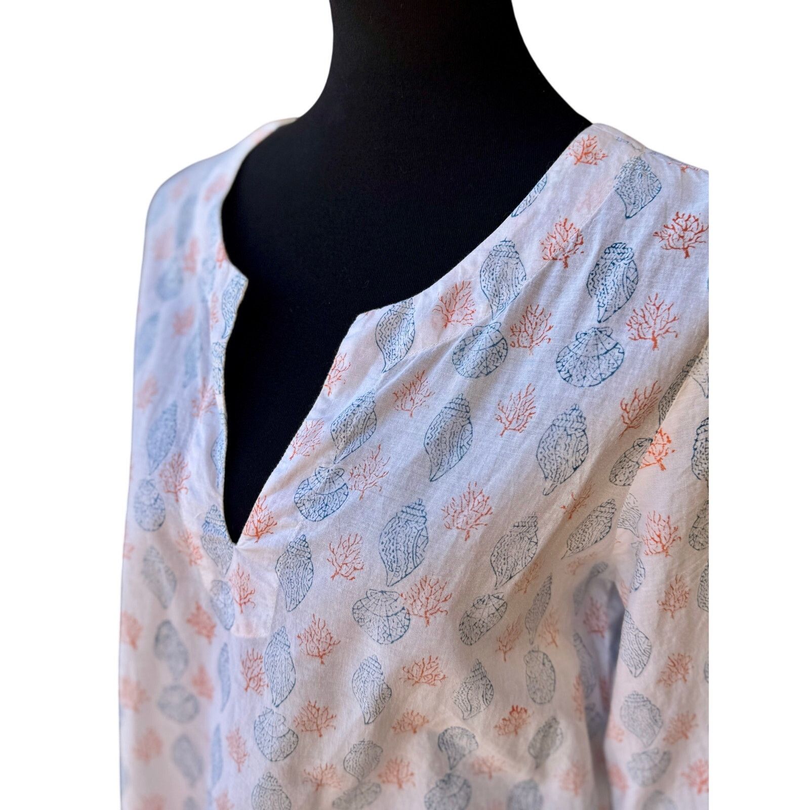 Resort Corps Pomegranate Resort Swimsuit Cover-Up – Coral & Blue, Size M Size M / US 6-8 / IT 42-44 - 6 Thumbnail