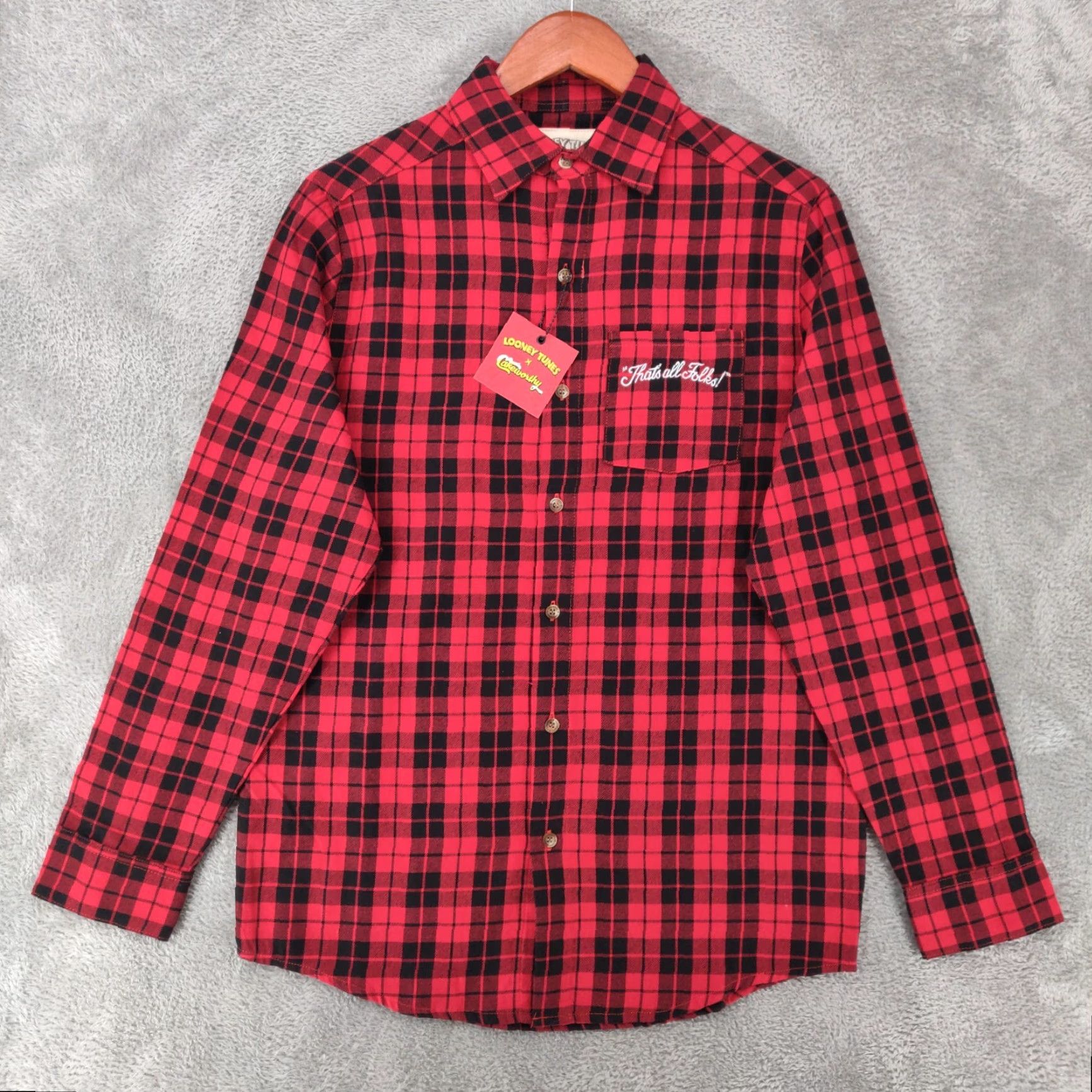 Vintage Cakeworthy Shirt Looney Tunes Mens Small Plaid Long Sleeve Flannel Bugs Bunny Size US S / EU 44-46 / 1 - 2 Thumbnail