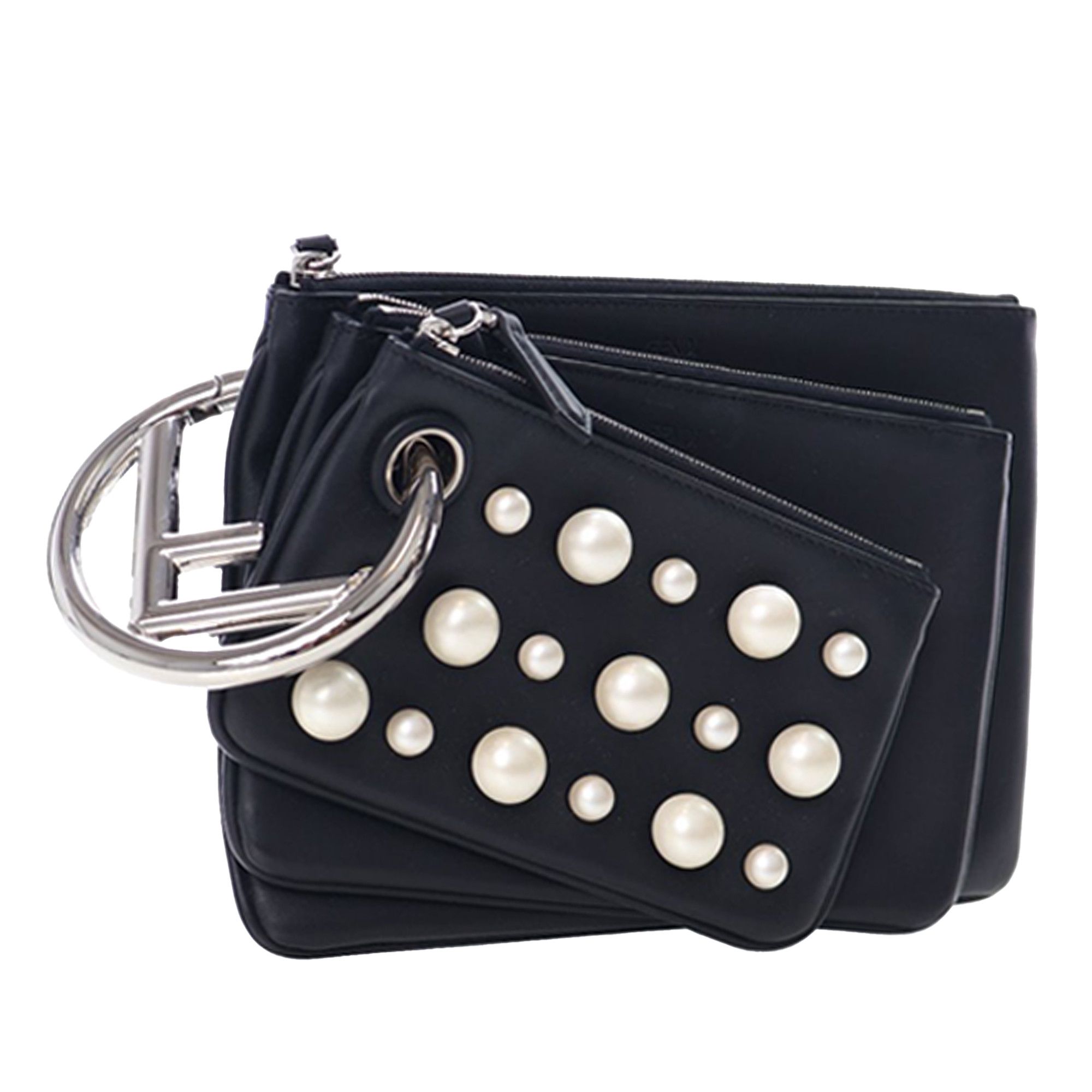 Fendi Fendi Leather Pearl Studded Triplette Clutch Size ONE SIZE - 1 Thumbnail