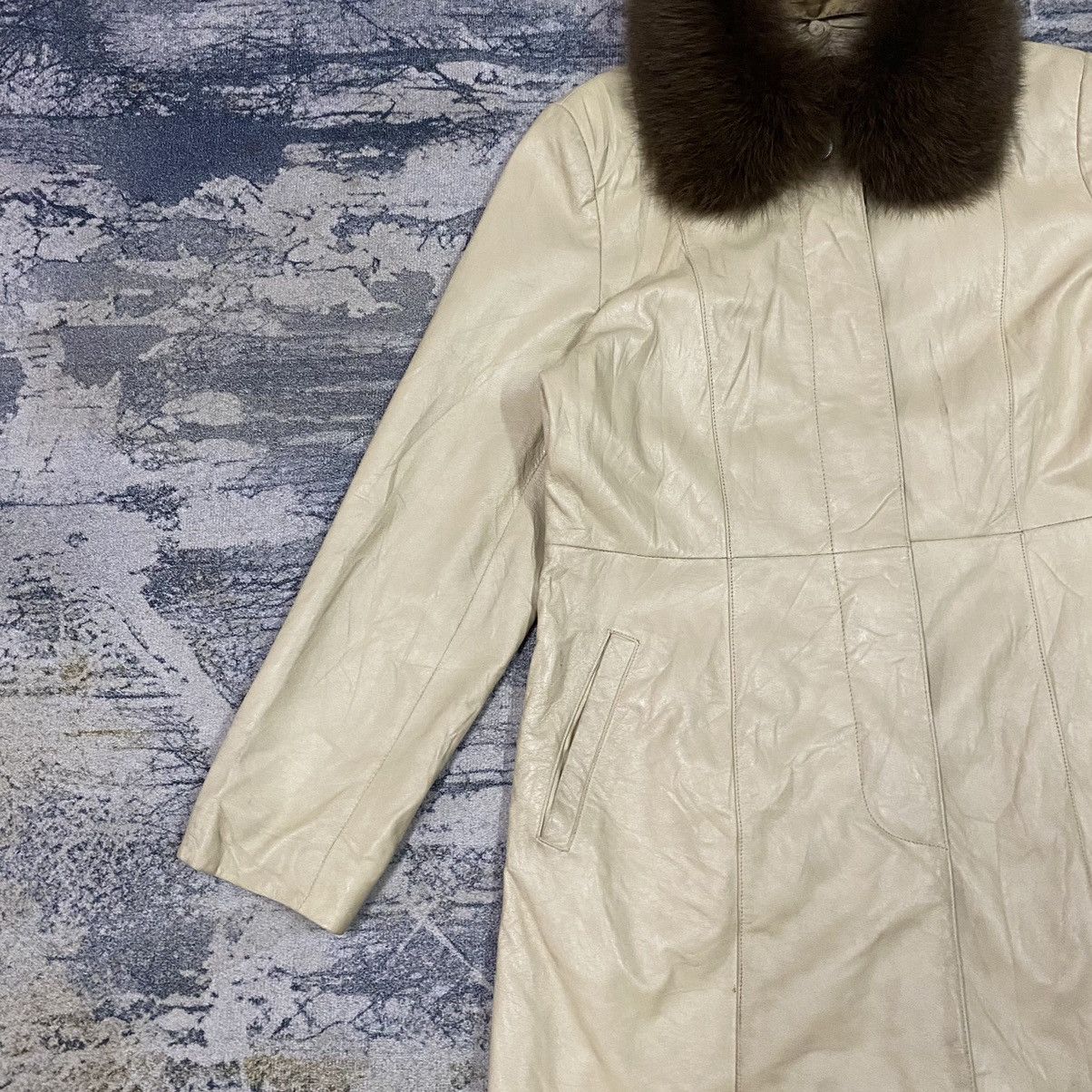 Vintage Vintage Six One Place Fur Neck Leather Jacket Size L / US 10 / IT 46 - 5 Thumbnail
