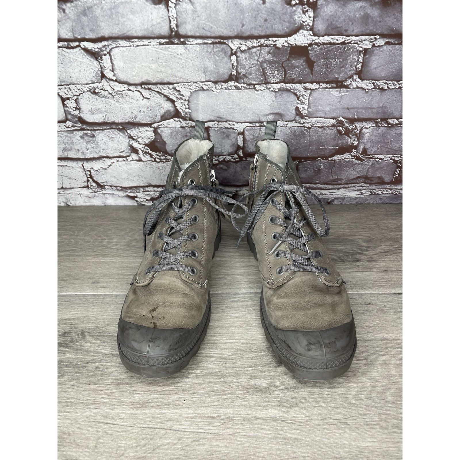 Palladium Palladium Pampa Gray Leather Lace Up Lined Combat Boots Wome Size US 7.5 / IT 37.5 - 19 Thumbnail