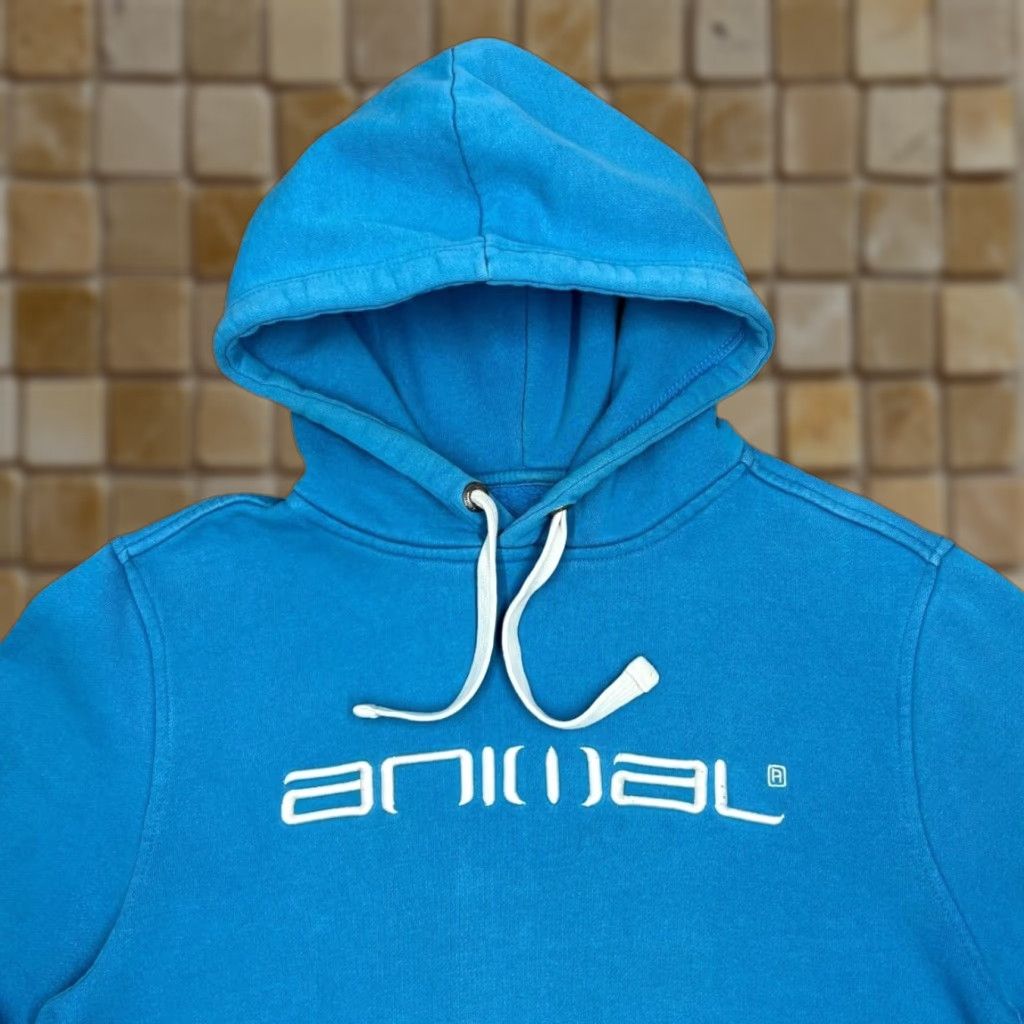 Vintage ANIMAL Classic Embroidered Big Logo Spellout Surfer Skater Pullover Hoodie Small Mens Hoodie Blue 90s Style Embroidered Logo Front Sleeve Size US S / EU 44-46 / 1 - 1 Thumbnail