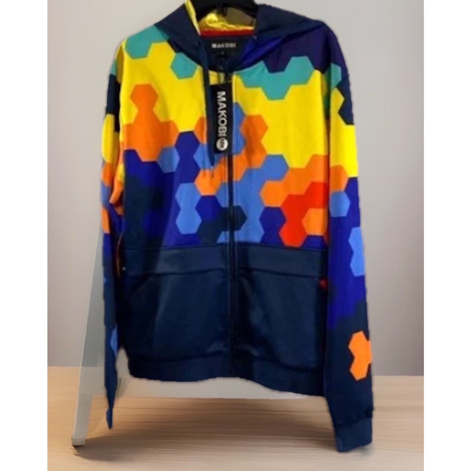 Vintage Makobi Navy Graphic Print Long Sleeve Hoodie Pockets ZipUp Size L Men’s Size US L / EU 52-54 / 3 - 2 Thumbnail