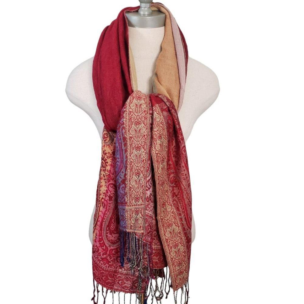 Designer CT833 Pashmina Red Multicolor Size ONE SIZE - 1 Thumbnail