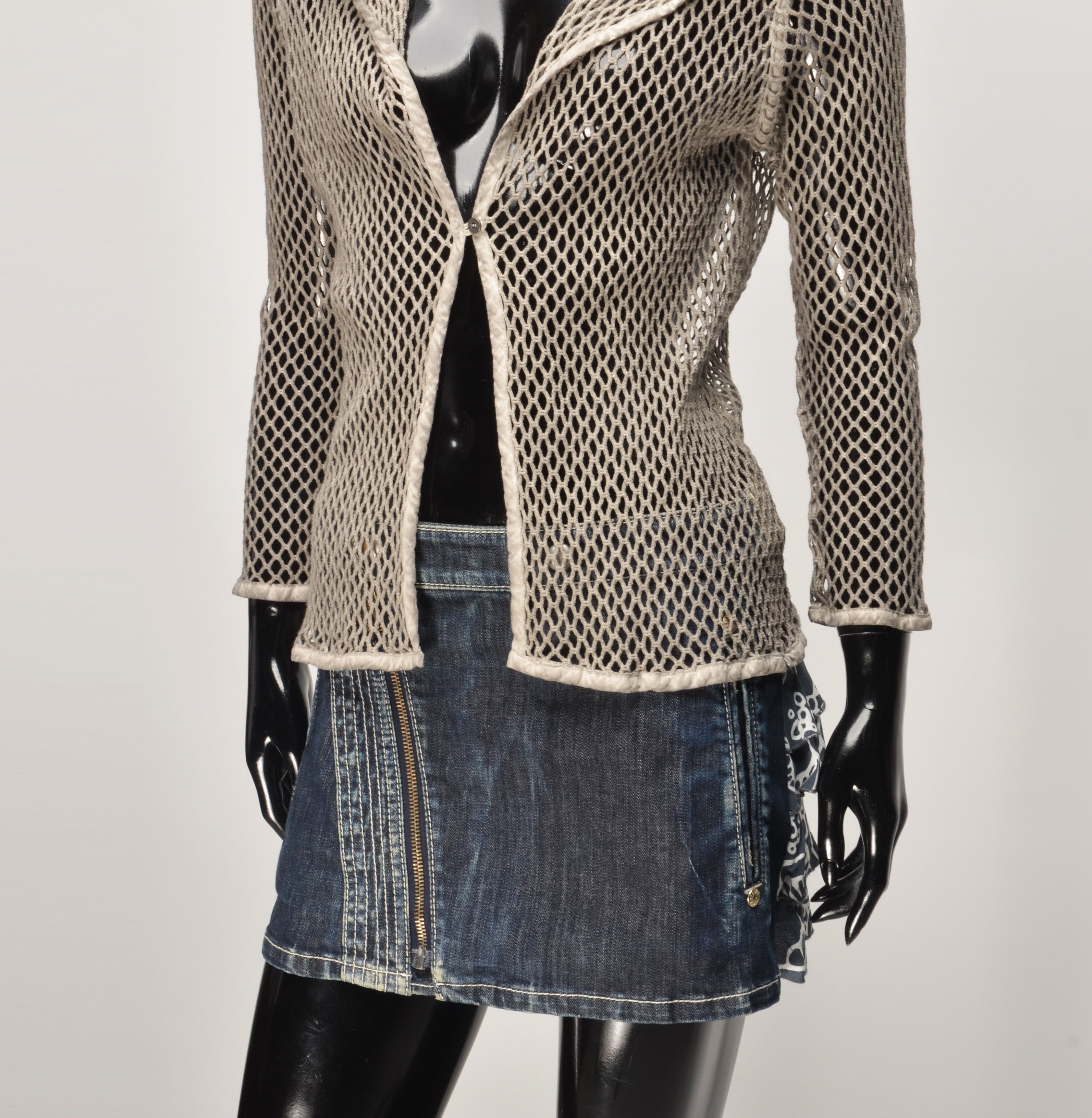 Vintage Vintage Nile Atelier Y2K Grunge Fishnet Knit Hooded Cardigan Size M / US 6-8 / IT 42-44 - 3 Thumbnail