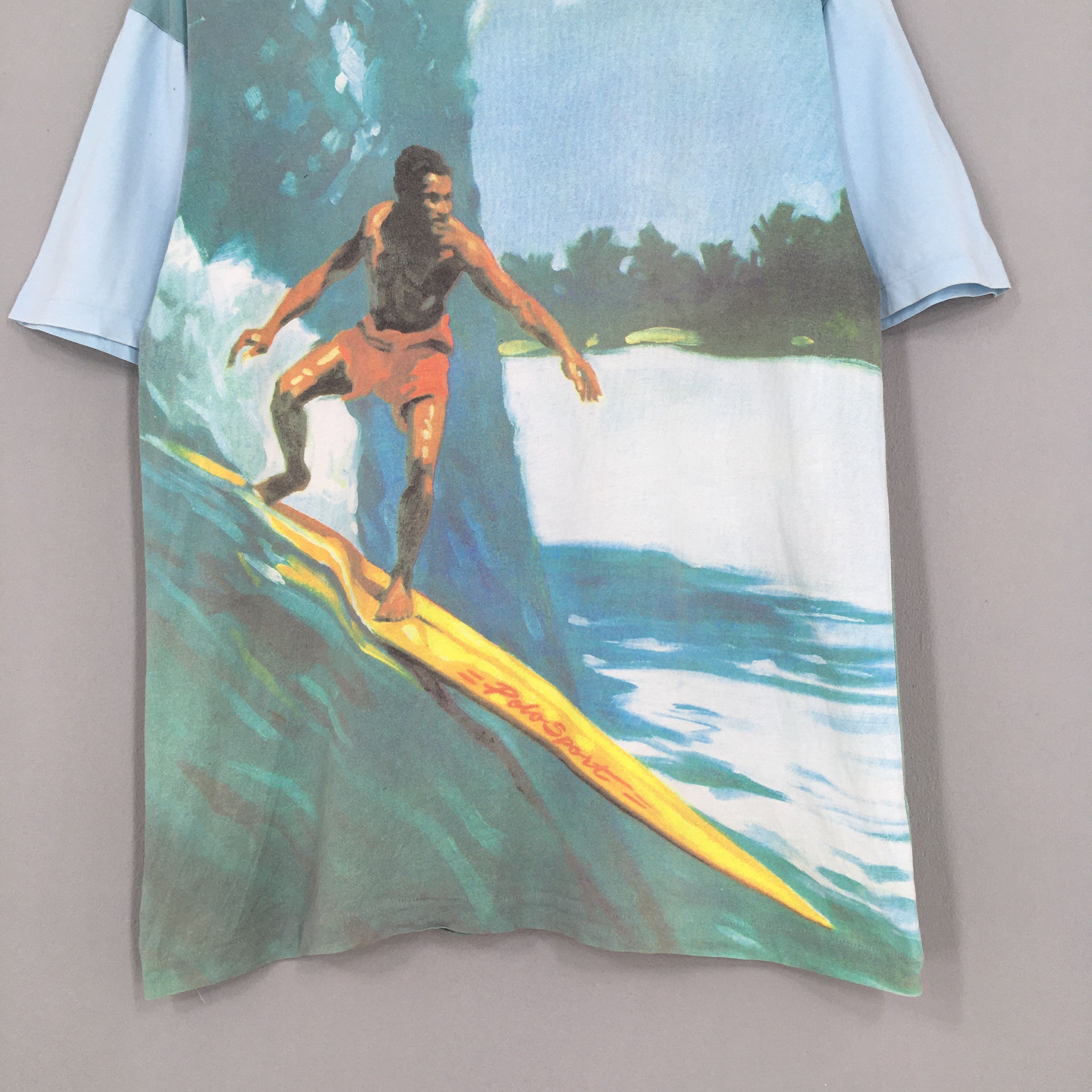 Polo Ralph Lauren × Ralph Lauren Vintage 90s Polo Sport Surfing Wave Ocean Tshirt Large Size US L / EU 52-54 / 3 - 3 Thumbnail