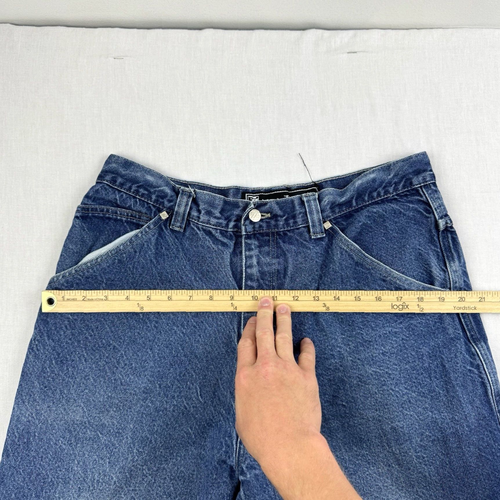 Vintage VINTAGE Zen Jeans Adults 36x29 Blue Denim Wide-Leg Grunge Hip Hop 90s Punk Y2K Mens Zip Closure Size US 36 / EU 52 - 7 Thumbnail