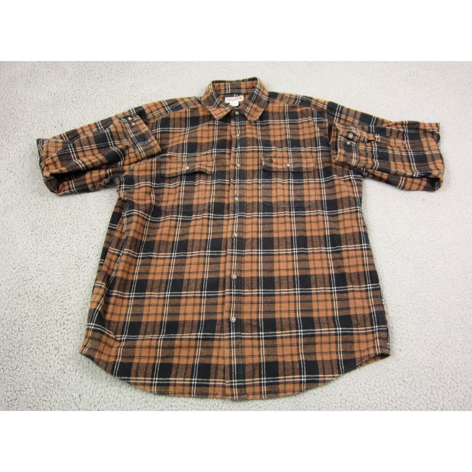 Carhartt Carhartt Shirt Mens XL Brown Black Plaid Flannel Workwear Size US XL / EU 56 / 4 - 2 Thumbnail