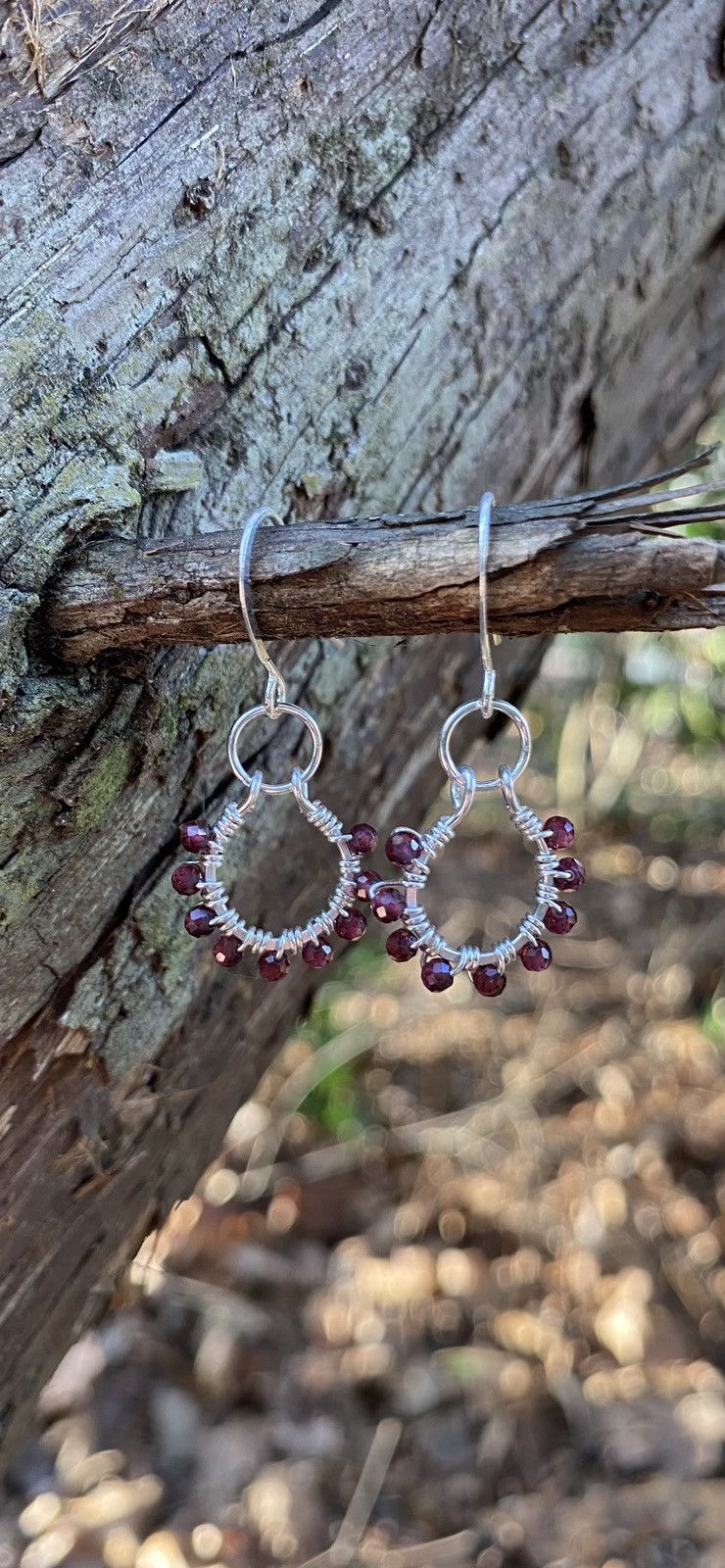 Handmade Garnet Hoops Size ONE SIZE - 3 Thumbnail