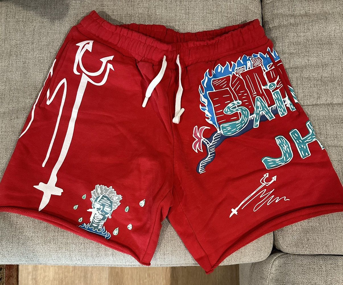 Rap Tees SAINt JHN Journal Entry 1 - Shorts - Red/Large Size US 32 / EU 48 - 4 Thumbnail