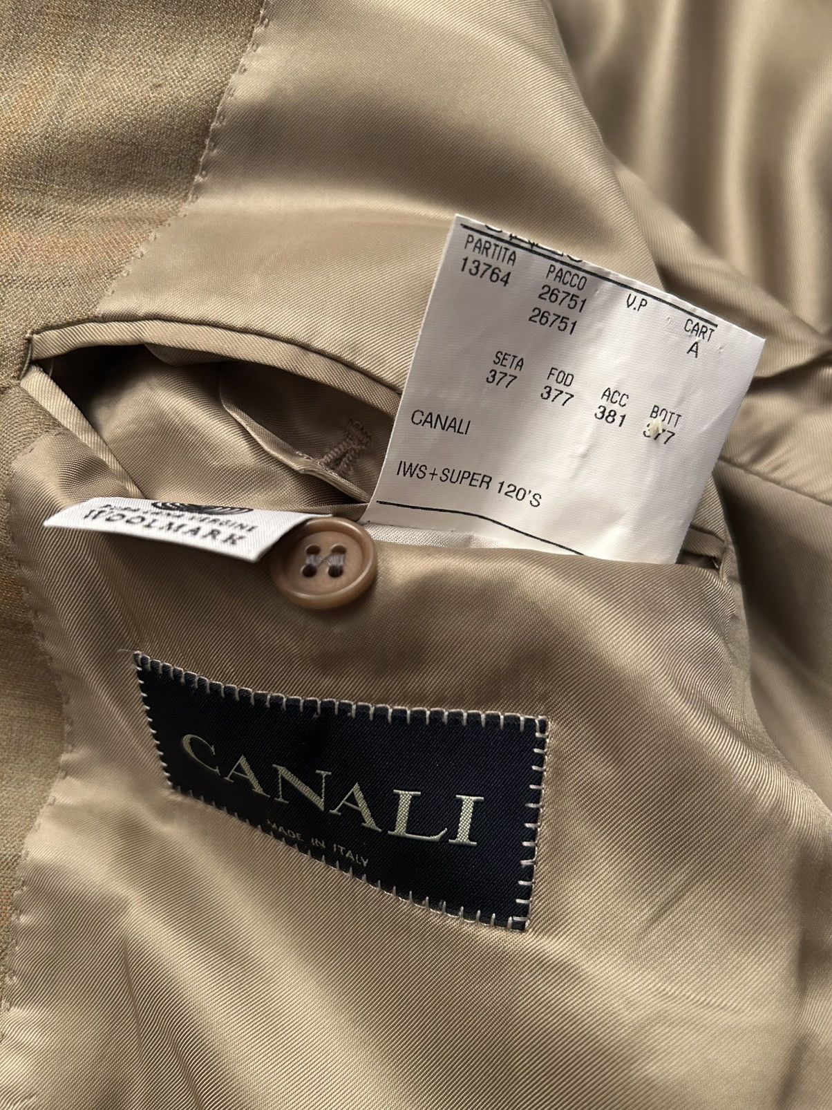 Canali Canali Tan Beige Plaid Suit Jacket Sport Coat Blazer 46R Size 46R - 5 Thumbnail