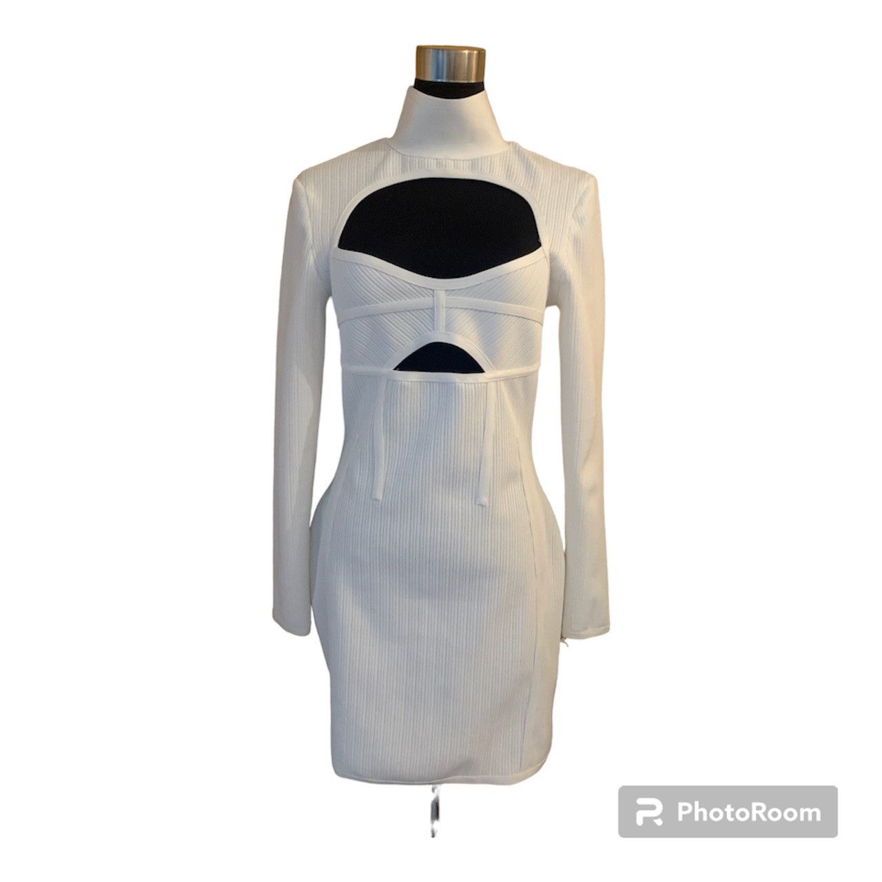 Designer White Cut Out Bodycon Mini Dress Size M / US 6-8 / IT 42-44 - 8 Thumbnail