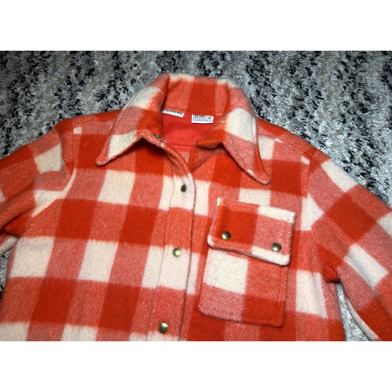 Vintage VINTAGE 60s 70s Flannel Red Checkered Buffalo Plaid Shacket Size 10 Wool Mohair Kristin International Shirt Mens Size L / US 10 / IT 46 - 5 Thumbnail