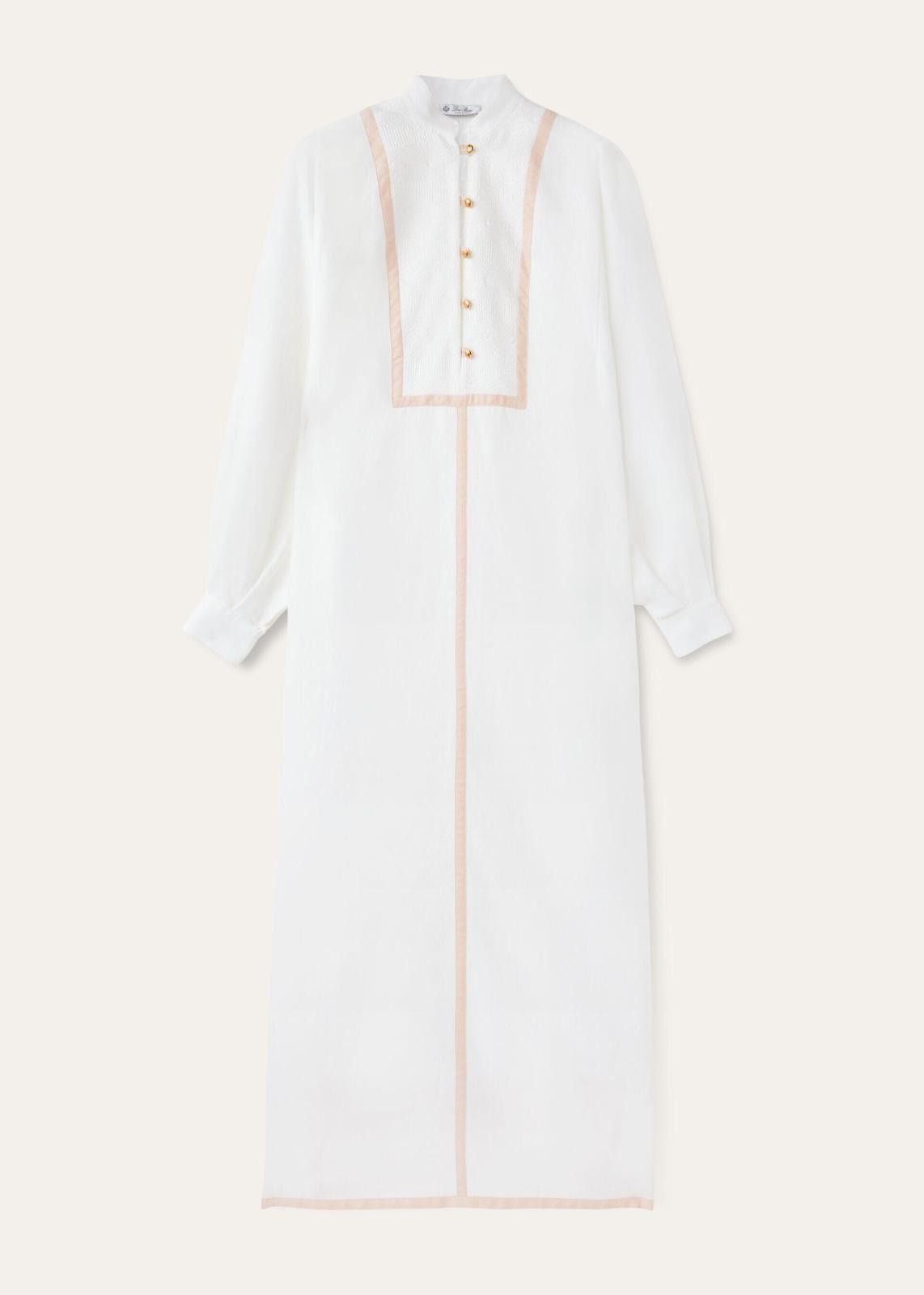 Loro Piana o1srvl11e0125 FAN8388 Janine Embroidered Dress in White Size L / US 10 / IT 46 - 1 Thumbnail
