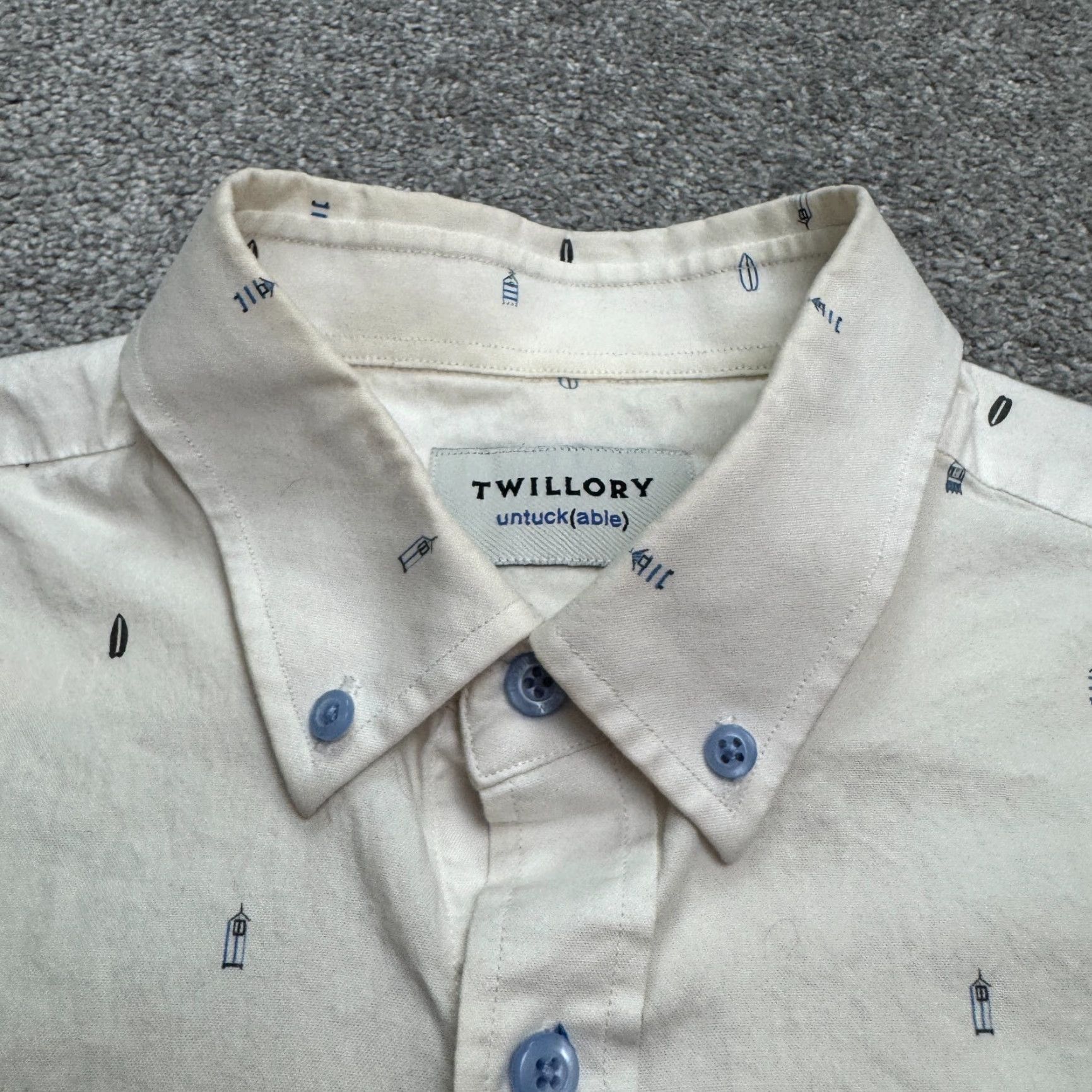 Vintage Twillory Untuckable Surfboard Print Button Down Shirt Mens Large White Cotton Size US L / EU 52-54 / 3 - 3 Thumbnail