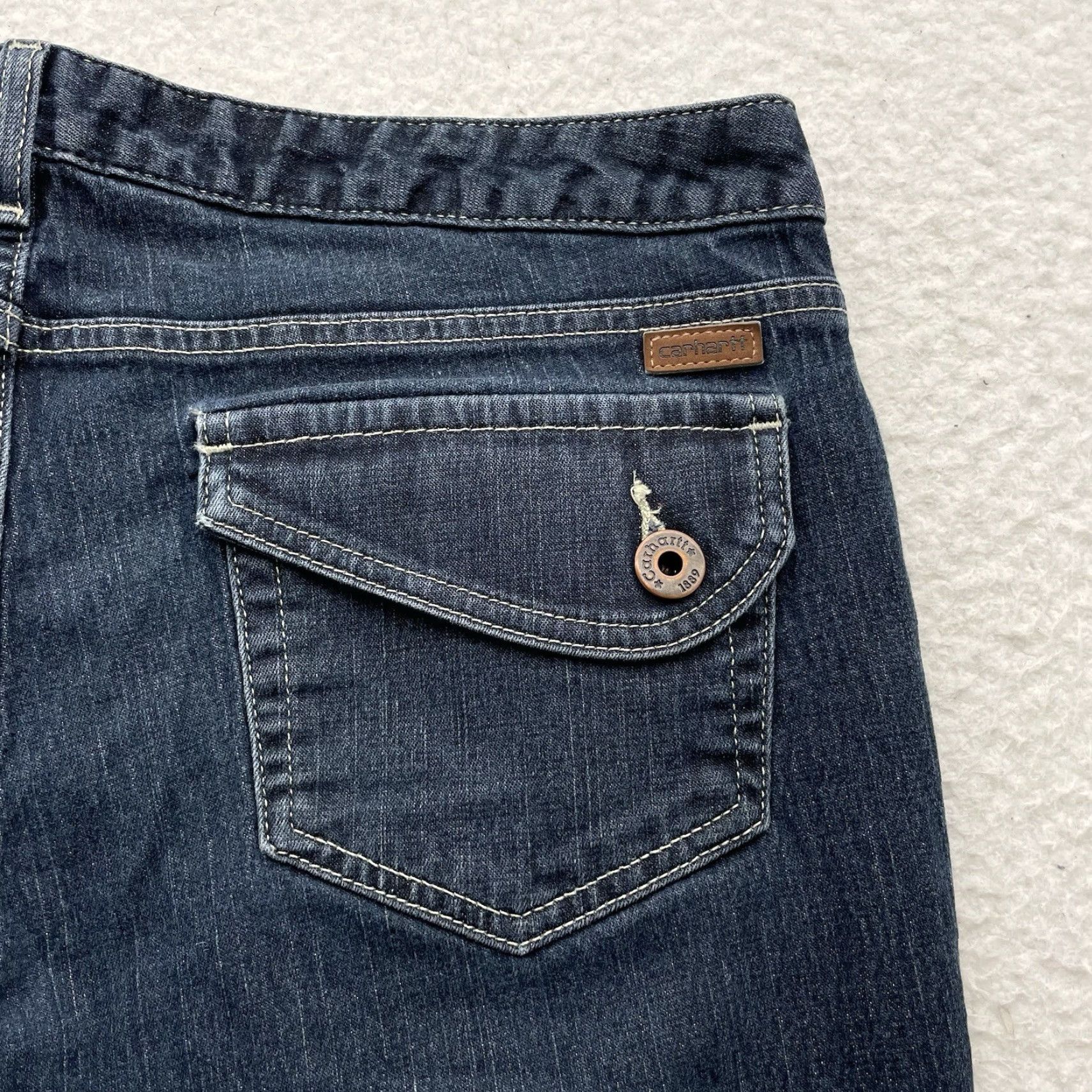 Carhartt Carhartt Jeans Womens 33x32 Modern Fit Dark Wash Blue 5-Pocket Denim Jeans Slim Straight Mens? Size 24" / US 00 / IT 34 - 7 Thumbnail
